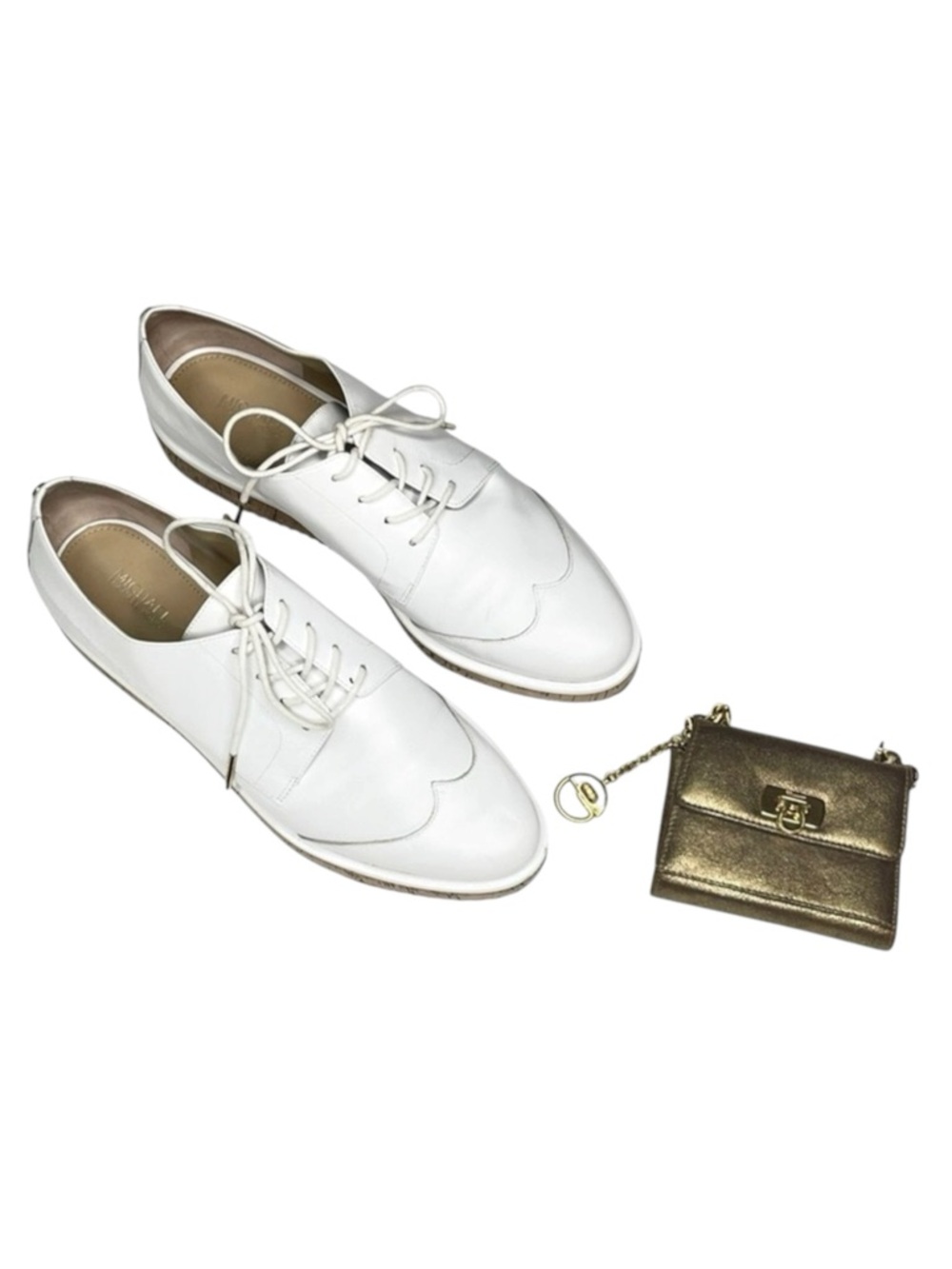 new MICHAEL Kors ❁ Zane Leather Wingtip Cork Platform Espadrilles ❁ Optic White - Picture 14 of 16